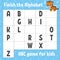 Finish the alphabet. ABC game for kids. Education developing worksheet. Orange tiger. Learning game for kids. Color activity page