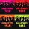 The finished poster design of the `Halloween sale` banner. Vector illustration with a flow of blood or mucus.