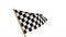 Finishing checkered flag on white background