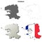 Finistere, Brittany outline map set