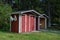 Finland camping rural wooden traditional wc toilet in forest