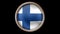 Finland flag button isolated on black