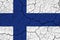 Finland flag. Isolated national flag of Finland. Flag with cracks.