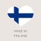 Finland heart shaped label with Finnish flag. Made in Finland sticker. Factory, manufacturing and production country concept.