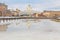 Finland, Helsinki February 26, 2021 view of the embankment in Helsinki, Thaw, reflected in the water. Cityscape, White