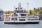 FINLAND, HELSINKI - JUNE 15, 2011: Small ferry Suomenlinna II moves tourists from Helsinki to Suomenlinna fortress