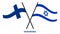 Finland and Israel Flags Crossed And Waving Flat Style. Official Proportion. Correct Colors