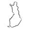Finland map from the contour black brush lines different thickness on white background. Vector illustration