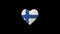 Finland National Day. Independence Day. December 6. Heart shape made out of shiny sphere on black background.