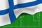 Finland national waving flag on football field background