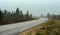 Finland road in a misty day