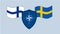 Finland and Sweden joining NATO concept background. Flags of Finland, Sweden and NATO. Dhaka, Bangladesh - May 16, 2022. The North