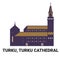 Finland, Turku, Turku Cathedral travel landmark vector illustration