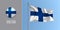 Finland waving flag on flagpole and round icon vector illustration