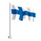 Finnish Flag. Isolated Realistic Wave Flag of Finland Country on Flagpole
