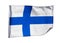 Finnish flag in the wind on white background
