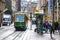 Finnish green tram, street view