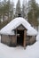 Finnish Kota in a snow-covered landscape