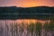 Finnish lake at sunset with background intentionally blurred