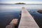 Finnish Saimaa lake landscape with wooden pier