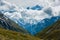 Finsteraarhorn peak with clouds from Furka pass