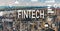 Fintech with aerial view of NY skyline