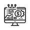 fintech chart researching on computer display line icon vector illustration