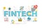 Fintech Financial Technology word lettering illustration