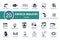 Fintech Industry icon set. Collection contain robo advisor, peer-to-peer, fintech innovation, digital wallet and over icons.