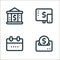 fintech line icons. linear set. quality vector line set such as donation, calendar, internet banking