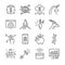 Fintech and Startup vector line icon set. Included the icons as unicorn, fintech, finance app, cryptocurrency and more.