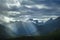 Fiordland national park stormy landscape, New Zealand