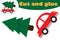 Fir tree on car cartoon, christmas education game for the development of preschool children, use scissors and glue to create the