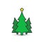 Fir tree green icon. Three spruce vector illustration