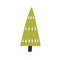 Fir tree in simple childish style. Firtree, primitive doodle conifer plant. Naive botanical kids flat vector