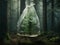 Fir tree smothered by a plastic bag in the middle of a forest