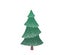 Fir tree with snow texture. Pine xmas vector illustration isolated on white background. Simple flat cartoon green spruce