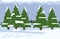 Fir trees with snowy tops, winter in forest, snow cover, snowflakes, evergreen trees, needles