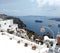 Fira town in Santorini island, cable car and walking donkey road