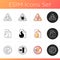 Fire accident guidelines icons set