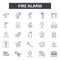 Fire alarm line icons, signs, vector set, outline illustration concept