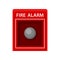 Fire alarm. Red metal box with button. Warning signal about fire. Colorful flat vector design