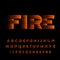 Fire alphabet font. Flame effect bold type letters and numbers.