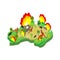 Fire in Australia. Mainland is engulfed in fire. Animals and plants are burning. vector illustration