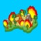 Fire in Australia. Mainland is engulfed in fire. Animals and plants are burning. vector illustration