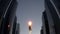 Fire ball flies between skyscrapers