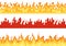 Fire banner. Flame border blazing silhouette or eternal flames. Hell flaming banners illustration set