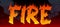 Fire banner with text in flame and black smoke