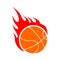 Fire basketball. Flame ball. Emblem game sport team