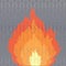 A fire behind a metal fence. poster hot flame on a gray background